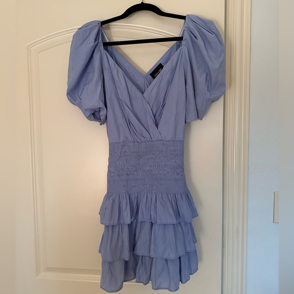 DO+BE periwinkle mini dress with ruffles
